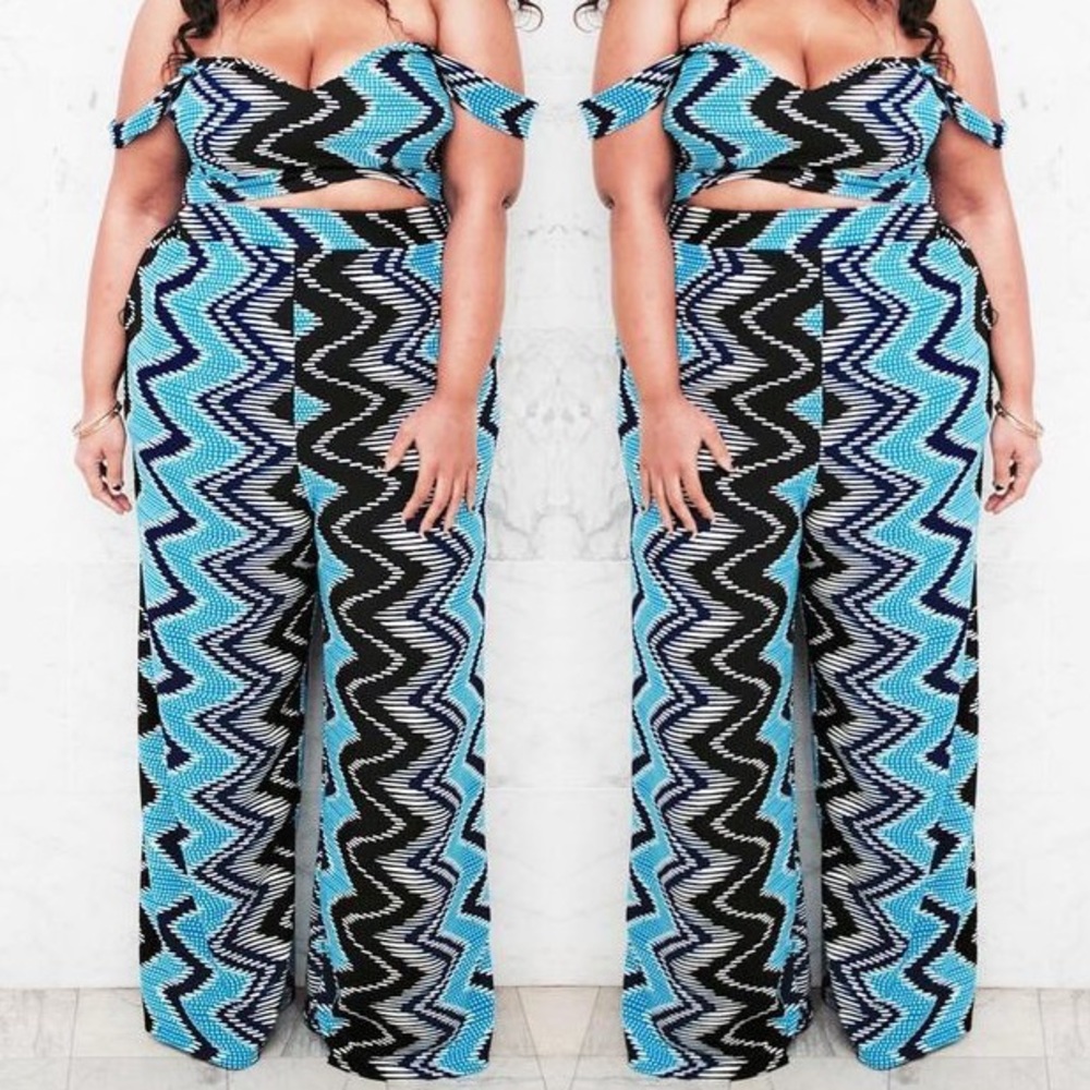 Blue Patterned Two-Piece Set - XXXL
